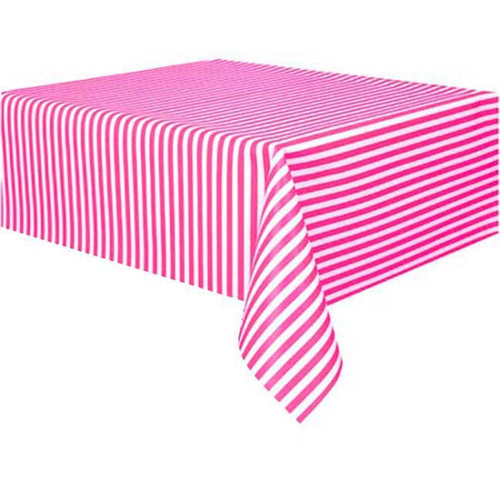 Hot Pink striped tablecover for a lovely party decor.