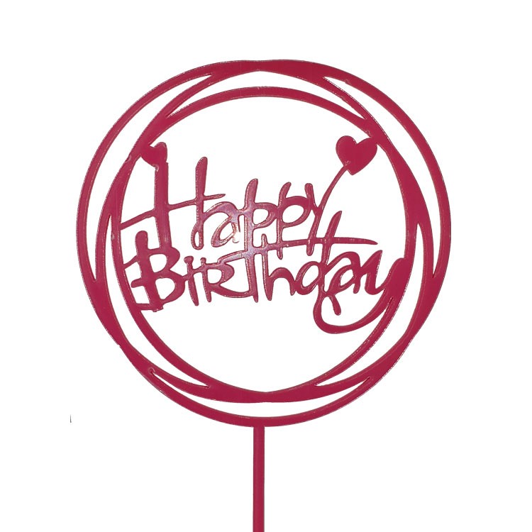 Hot Pink Round Acrylic Birthday Cake Topper