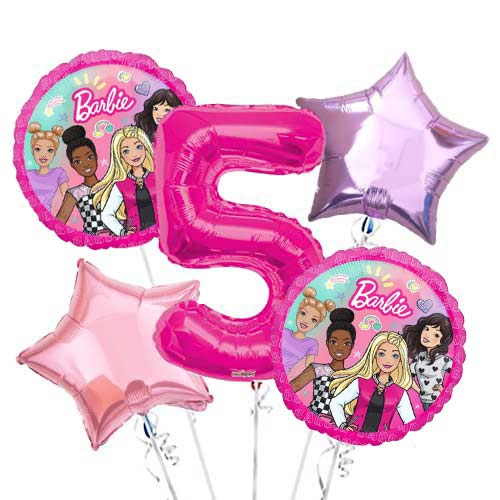 Jumbo Number Barbie Balloon Bouquet