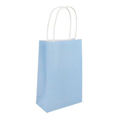 Light Blue Paper Gift Bags - Pack your little goodie items into these remarkable paper bags as door gifts to your little guests. You can pack sweets or little keepsake souvenirs into them. Good size makes it ideal to pack in lots of great stuff in. 