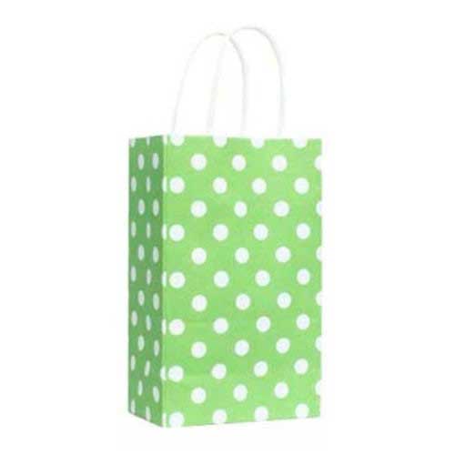 Lime-Green Polka Dots Paper Gift Bags - Pack your little goodie items into these remarkable paper bags as door gifts to your little guests. You can pack sweets or little keepsake souvenirs into them. For Birthdays or Baby Showers or Full Month Parties Good size makes it ideal to pack in lots of great stuff in.