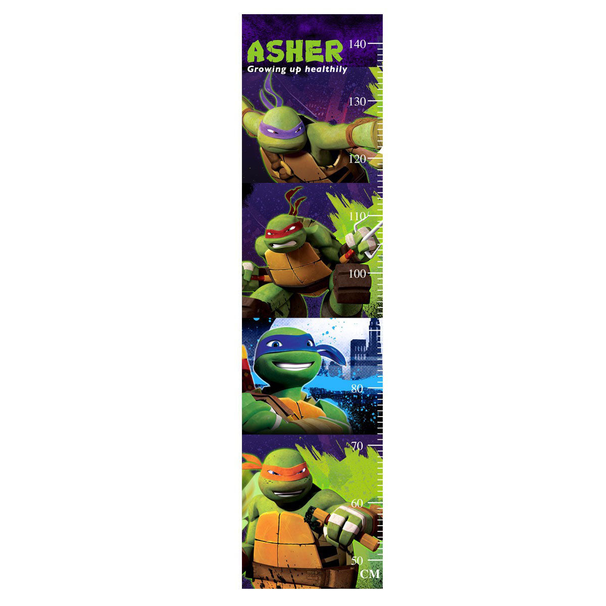 Join Leonardo, Raphael, Michelangelo and Donatello for some fighting action on this personalised growth chart.