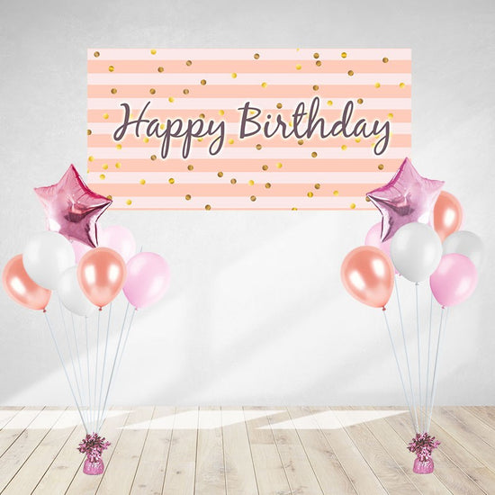 Pink Confetti Birthday Banner & Balloon Bundle