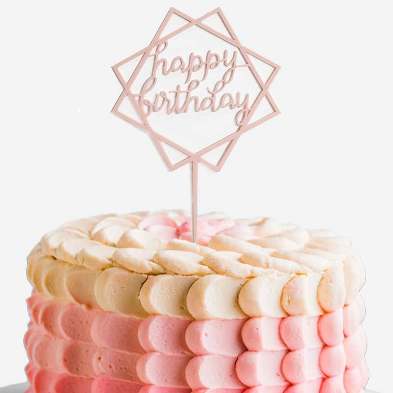 Pink Hexagon Acrylic Birthday Cake Topper