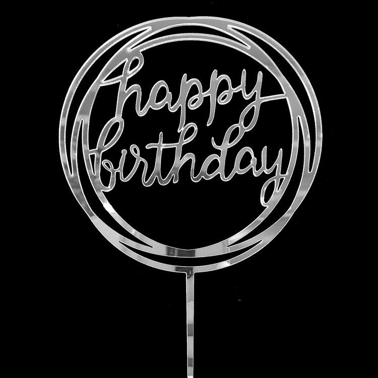 Silver Swirls Acrylic Birthday Cake Topper