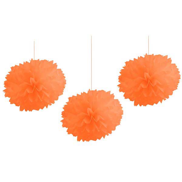 16 Inch Tissue Pompom Ball Set in Orange