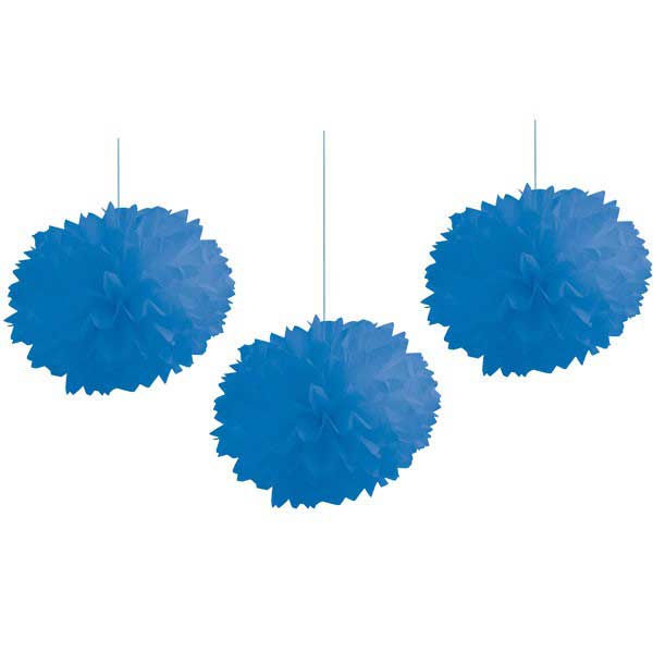 True Blue fluffy balls or paper pom poms are great for party decorations. 
