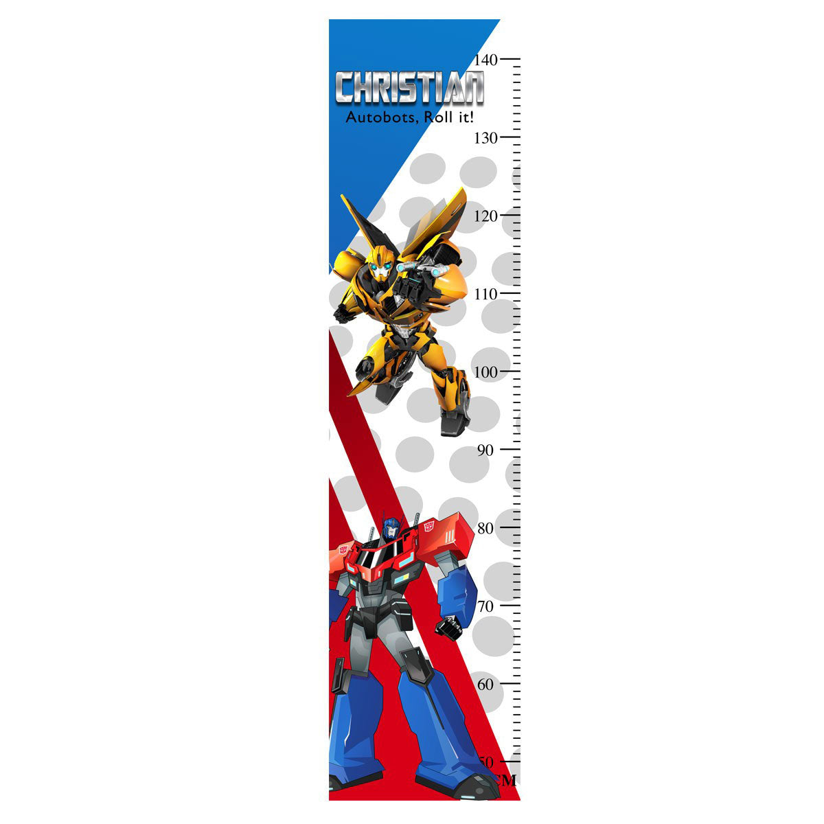 Autobots roll out! Get into action with Optimus Prime and Bumblebee for really fun time growing up. Children grow up so quickly. With a lovely Transformers height chart in your house, you will not miss another moment of your little ones's growth in height.