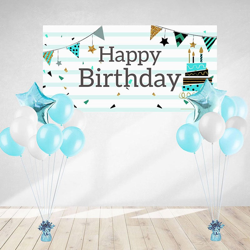 Turquoise Celebration Birthday Banner & Balloon Bundle