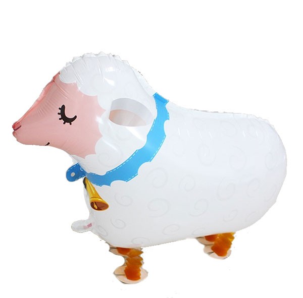 Helium Walking animal pet balloon in the shape of a sheep.