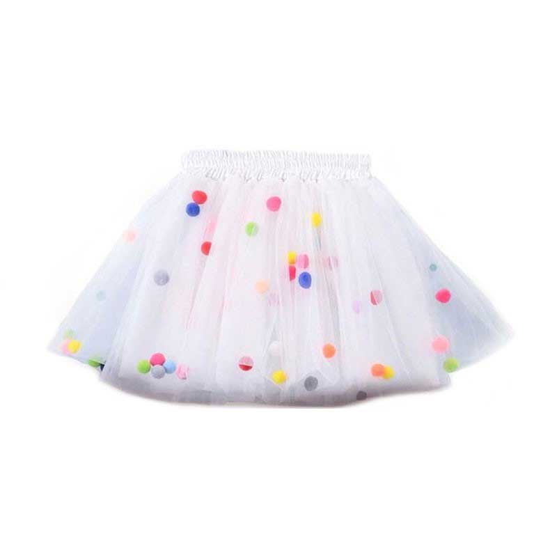 White Tutu Skirt with Pom Pom