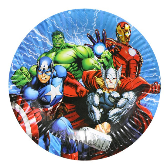 Package includes 8 paper plates to match your Avengers Super Heroes party theme. Each measures 7" in.  Join Iron Man, Captain America, Hulk and Thor for some action-packed party fun!