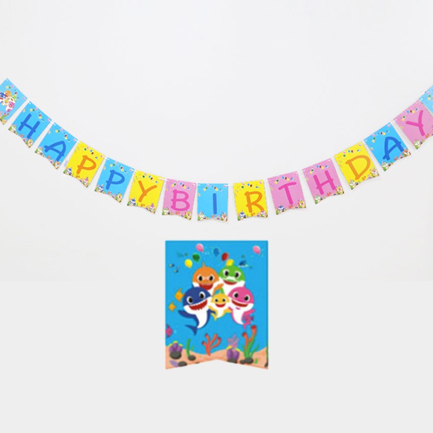 Baby Shark Fishtail shaped Happy Birthday Banner for the great party decoration.
