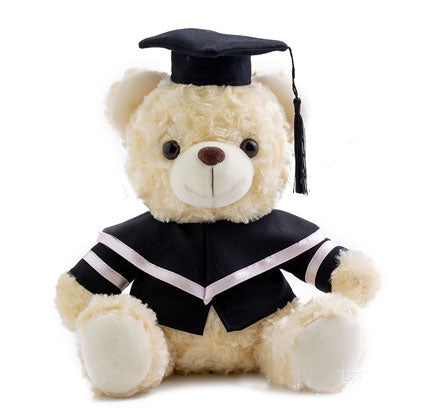 Beige graduation bear.