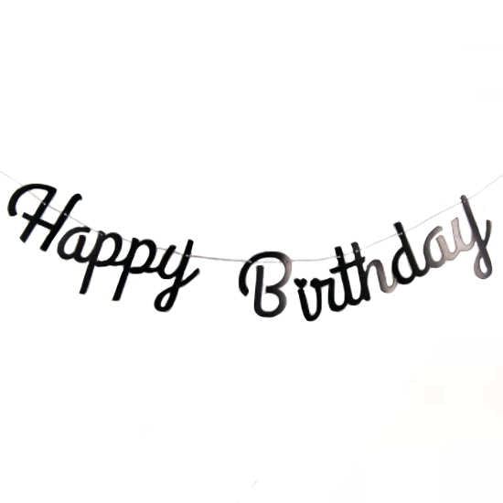 Black Happy Birthday Letter Bunting in a classic soft cursive style.