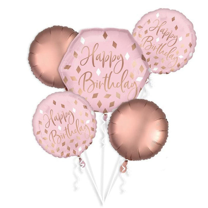 Blush Pink Happy Birthday Balloon in blush pink and rose gold!