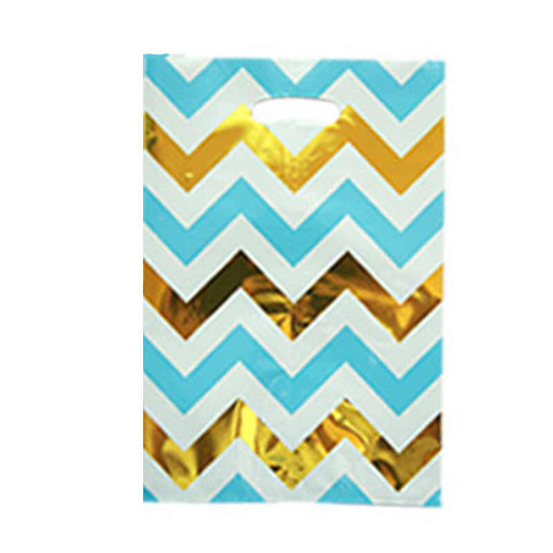 Gold Foil & Blue Chevron Treat Bags