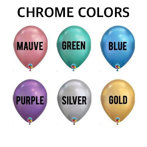 Complete range for chrome balloons to choose from.