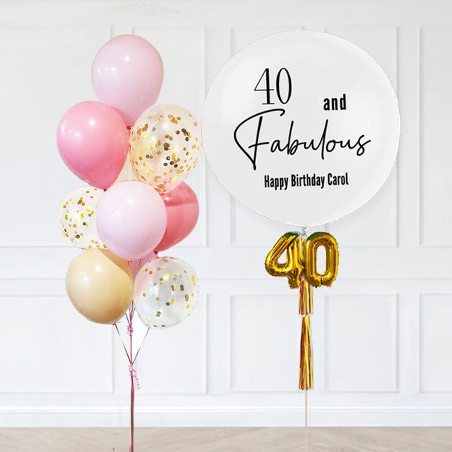 Customised Jumbo Balloon with a confetti latex balloon bouquet