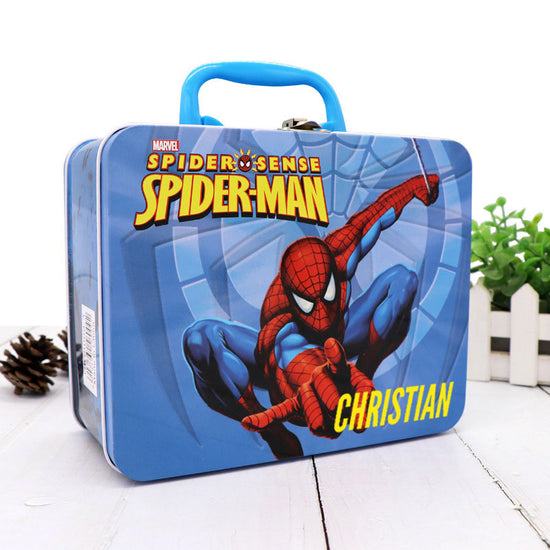Spiderman Tin Box with Christian's name on it for a lovely Christmas Present.