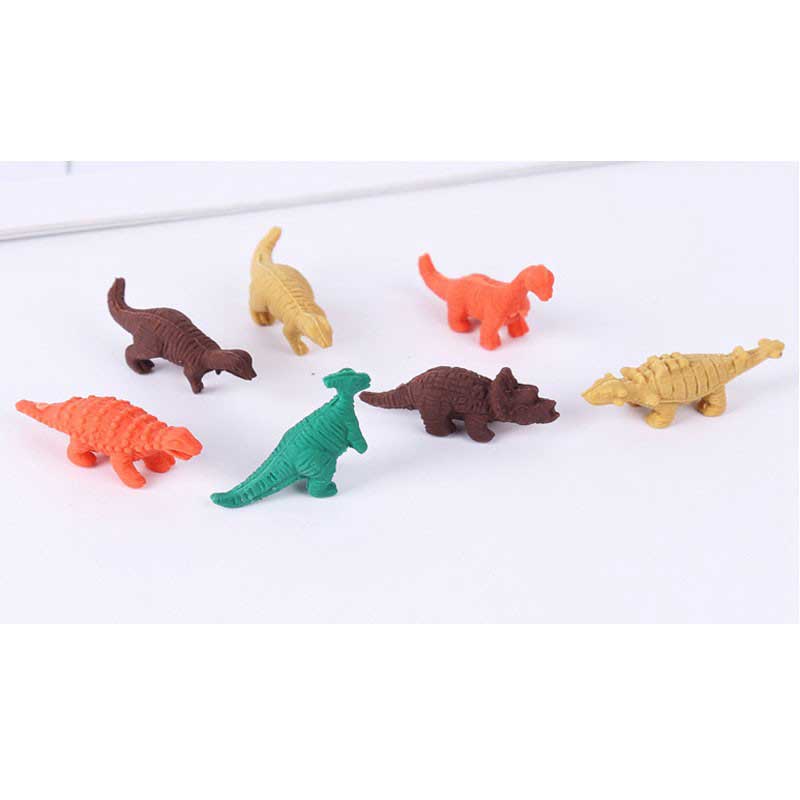 cute mini sized dinosaur shaped erasers.