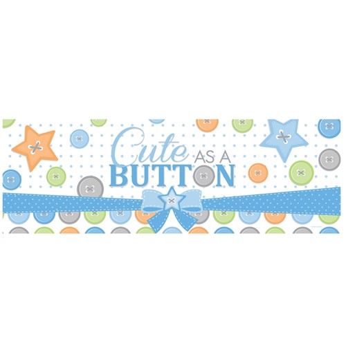 Decorate your party with this soft coloured Cute As Button Baby Shower Giant banner to celebrate the arrival of your newborn baby Boy.