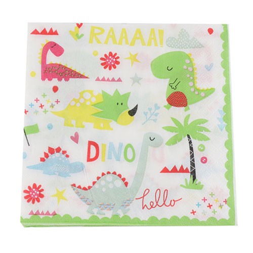 Cute Dino Party Napkins  Plan a Dinosaur themed party and make your child's birthday a special and unforgettable one.  