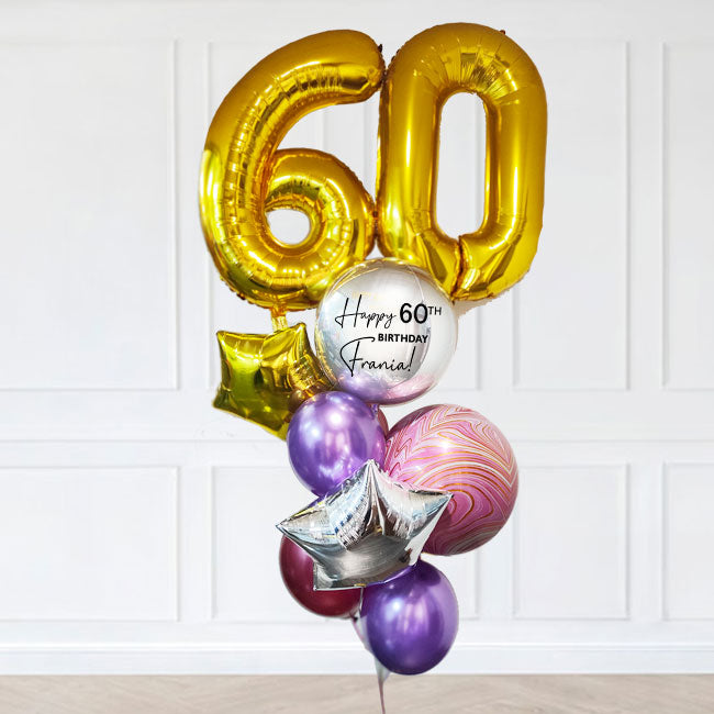 Customised balloon with ajumbo number balloon feature.