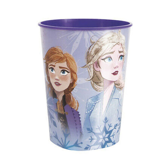Dishwasher safe souvenir style cup featuring Elsa and Anna. Great for drinking as this is reusable!