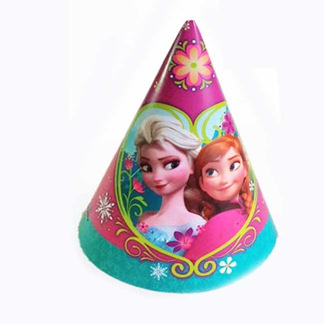 Frozen cone hats for the guest to dress up and get into party mood and celebrate the fun birthday!