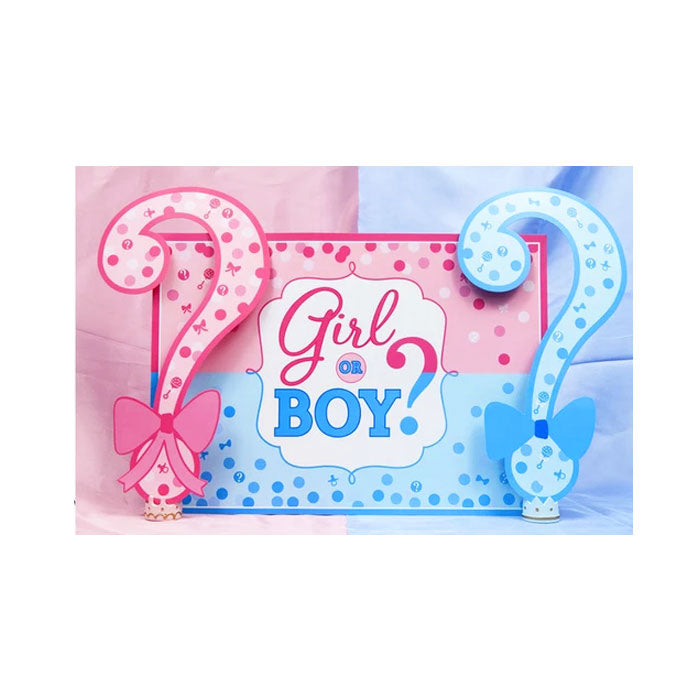 Prepare the popping gender reveal balloon and set up the banner at the backdrop.