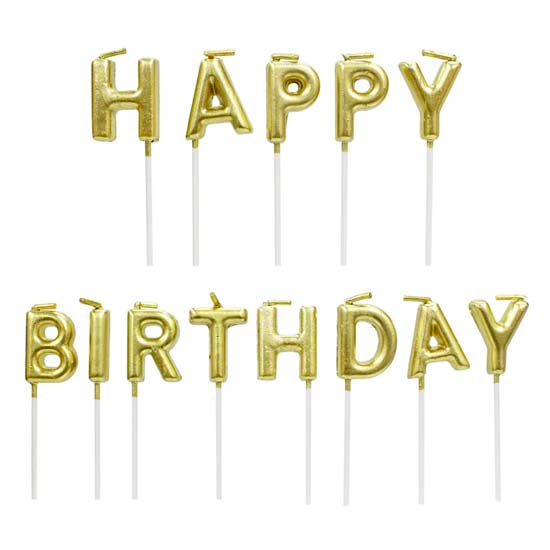 Gold Happy Birthday Candles