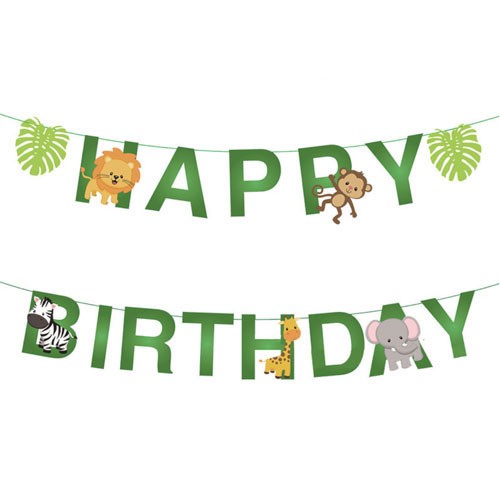 Jungle Happy Birthday Banner - for jungle theme decoration setup