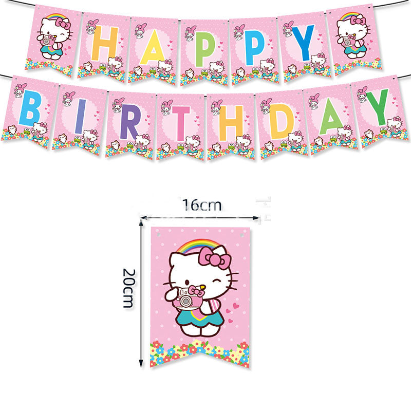 Sweet Hello Kitty Kawaii Happy Birthday Banner.