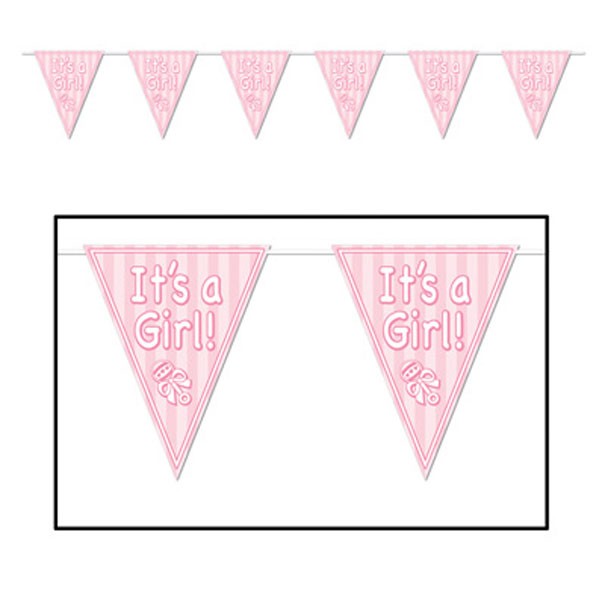 Lovely Pennant Banner to declare the arrival of your sweet little babyEach - Great for indoor or outdoor use. Banner Measures 10 inches x 12 feet.