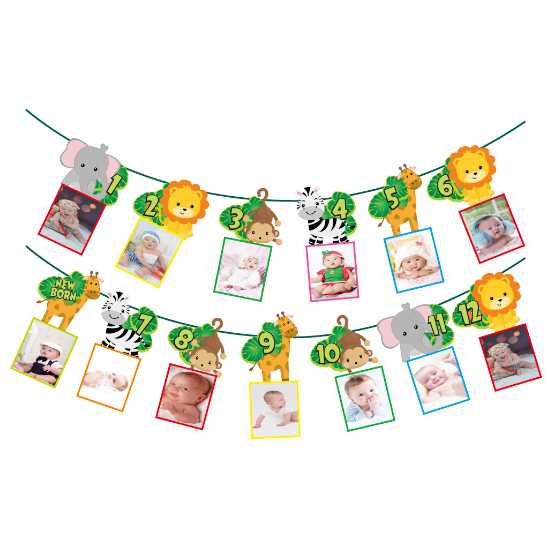 Jungle Animal themed photo banner to display your beloved baby's growing up photo. You can do a 12 months photo collection.