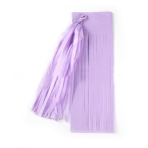 Lilac Lavender coloured crepe paper tassels to dress up for the birthday party of baby cot.