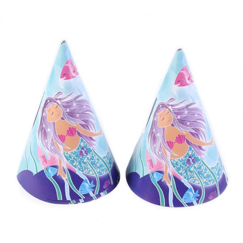 Plan a Aqua Blue Little Mermaid party make your child's birthday a special and unforgettable one. Have a delightful underwater birthday party! Magical Mermaid cone hats for the party!