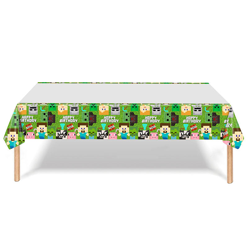 Dress up your birthday cake table with a cool Minecraft Pixels Table Cover.