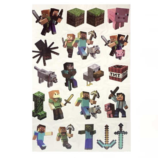 Decorate your faces with minecraft characters temporary party tattoos.