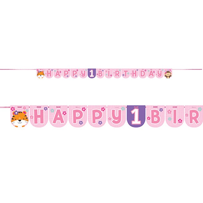 Fun To Be One Girl Jointed Banner to decorate your sweet baby girl's very first birthday party.