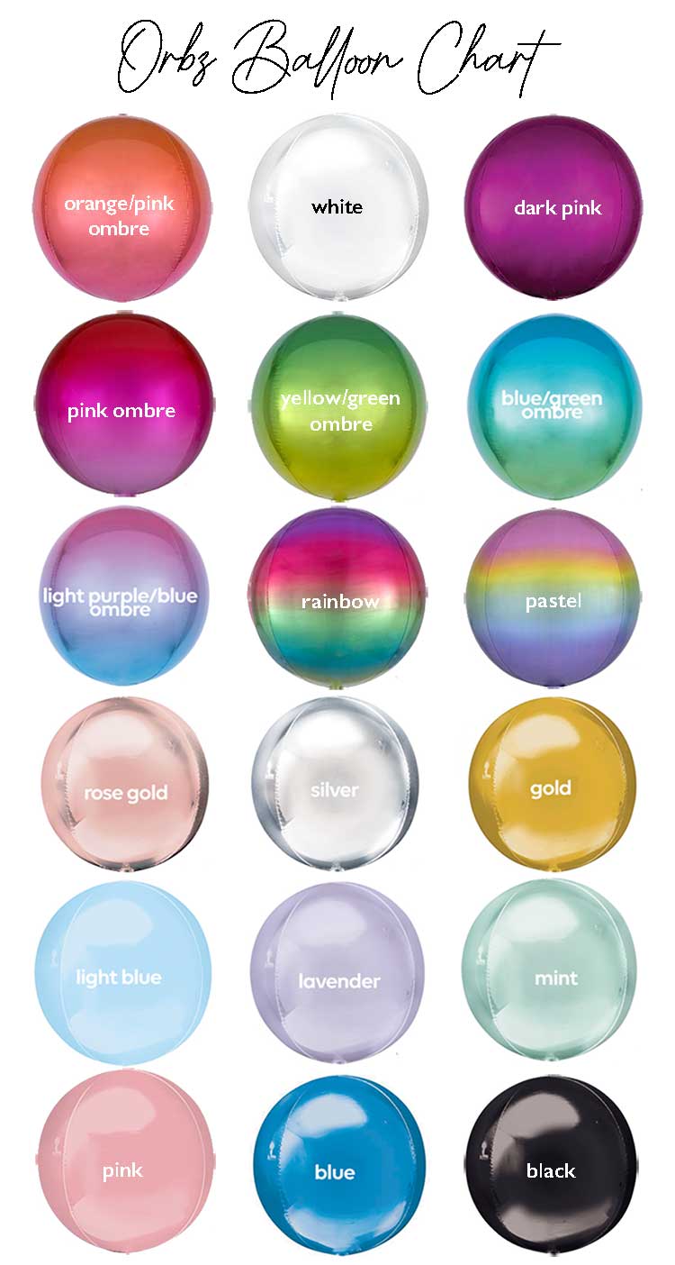 Lots of colours to choose from our orbz balloon selection