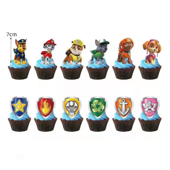 Paw Patrol Cupcake Toppers featuring Chase and the pups.