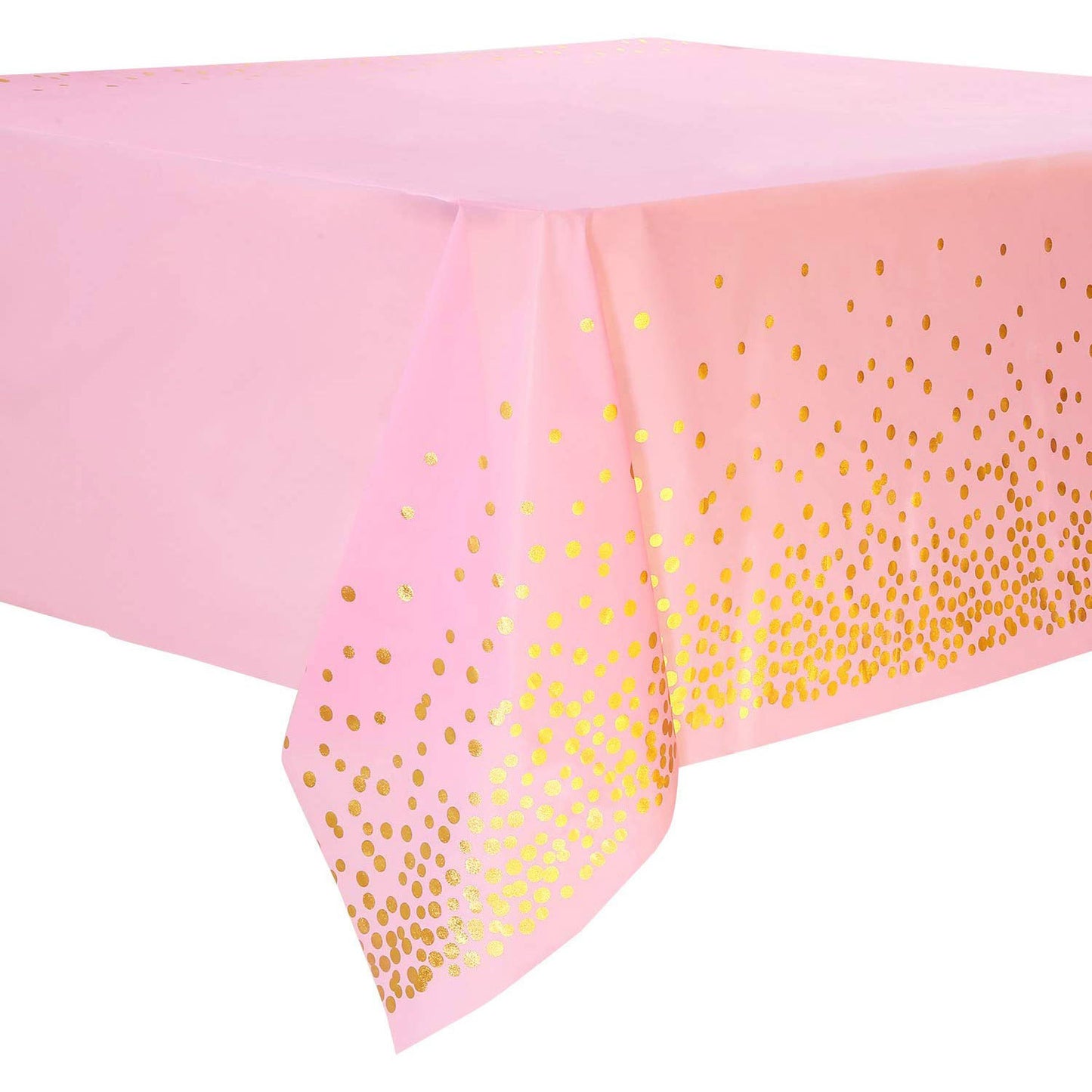 Lovely Baby Pink Table Cover for the sweet baby party. The golden dots simply enhance the look with elegance.