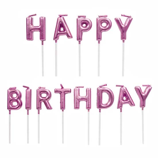 Pink Happy Birthday Candles