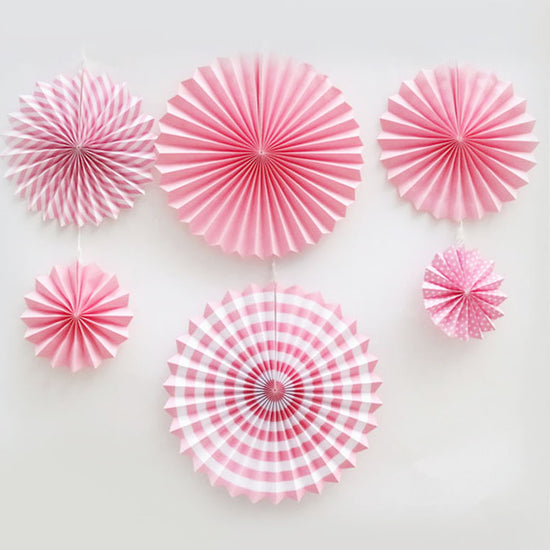 Light Pink paper fan decoration set for tghe birthday girl's backdrop decor. 