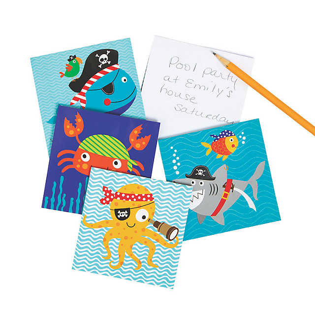 Pirate Animals Note pad for you to doodle, write, or sketch your creative ideas. The compact size of the note pad makes it perfect for carrying in your purse, backpack, or pocket, so you'll always have a place to jot down your thoughts.