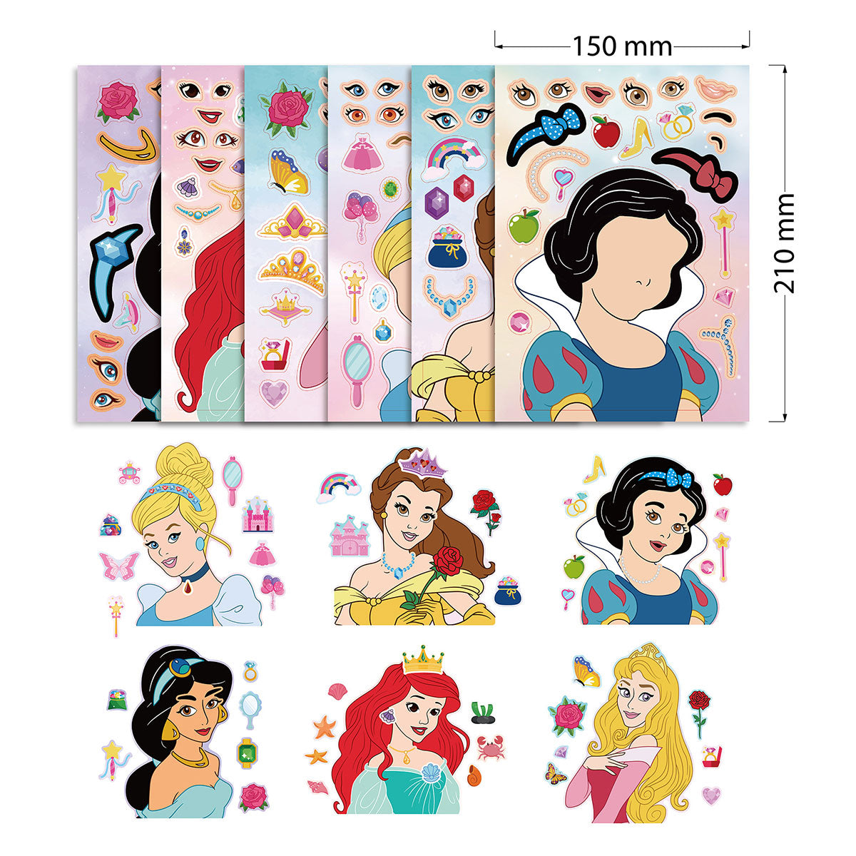 Lovely Disney Princesses activity sticker sheets.
