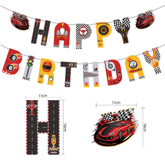 Racing Cars Happy Birthday Letter Banner.