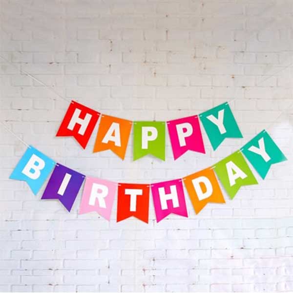 Delightful and colourful happy birthday banner for an unforgettable birthday celebration.